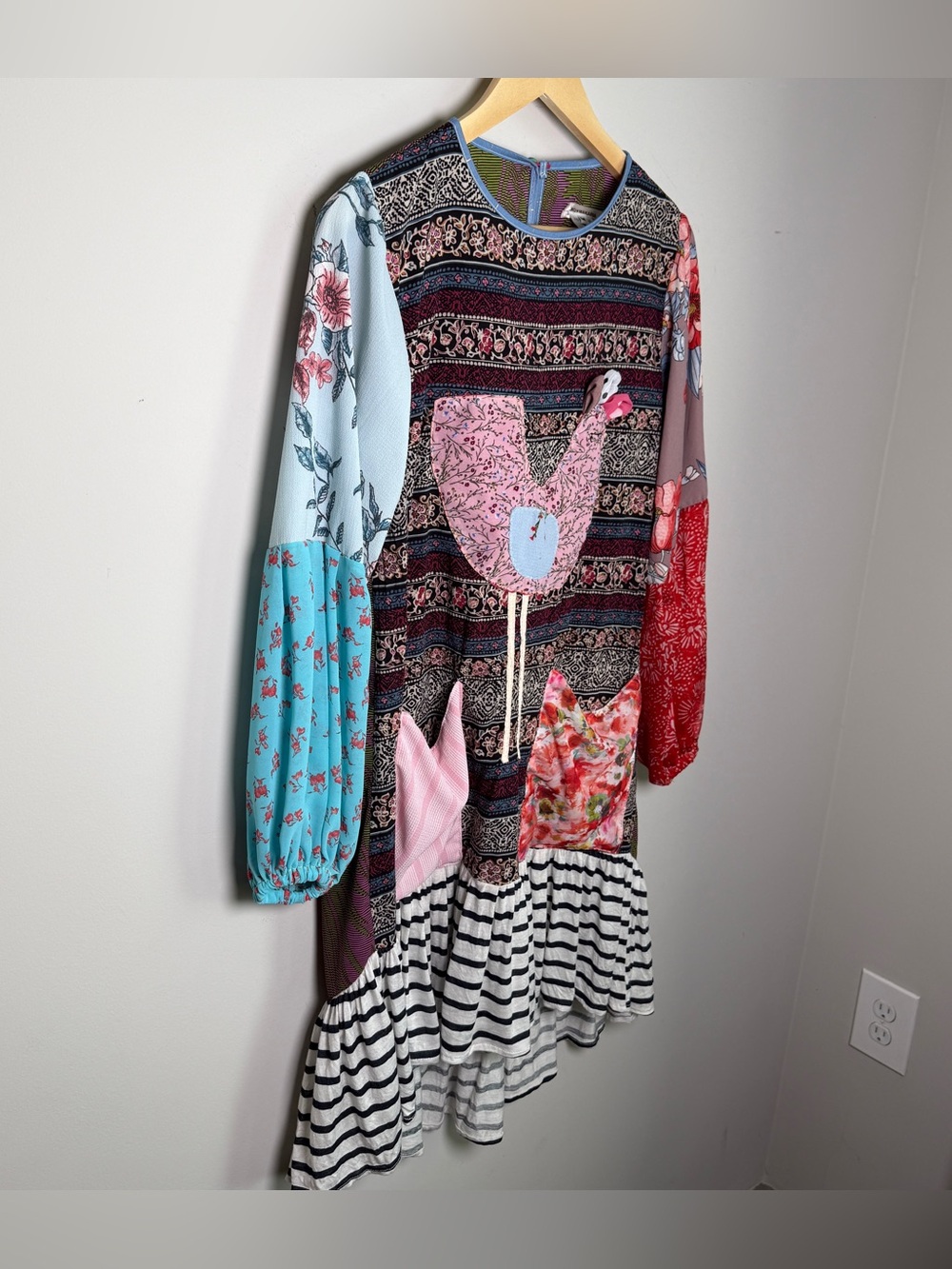 Amo Makaria Patchwork Dress Quirky Artsy Wearable Art M - Picture 2 of 9